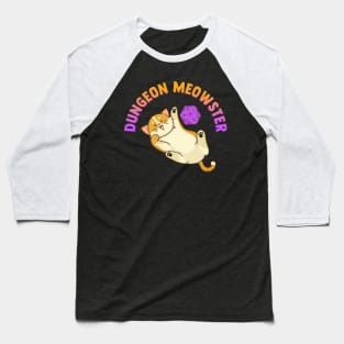 Funny Dungeon Meowster Fantasy Gaming Pun Baseball T-Shirt